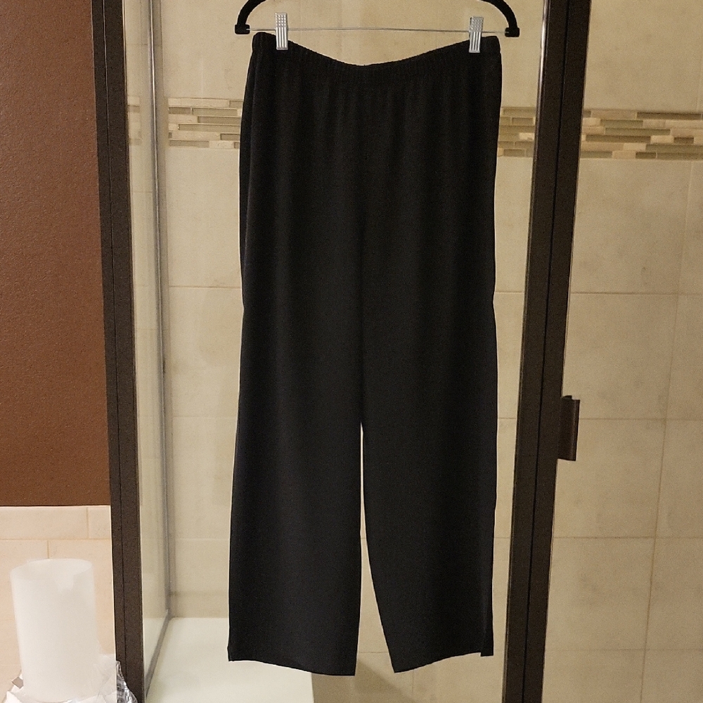 Eileen Fisher Black Wide-Leg Pull-On Pants